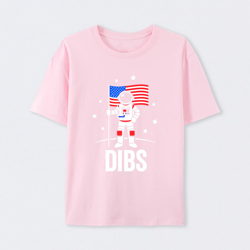 Funny Patriotic Astronaut Claims Dibs on the Moon with an American Flag T-Shirt