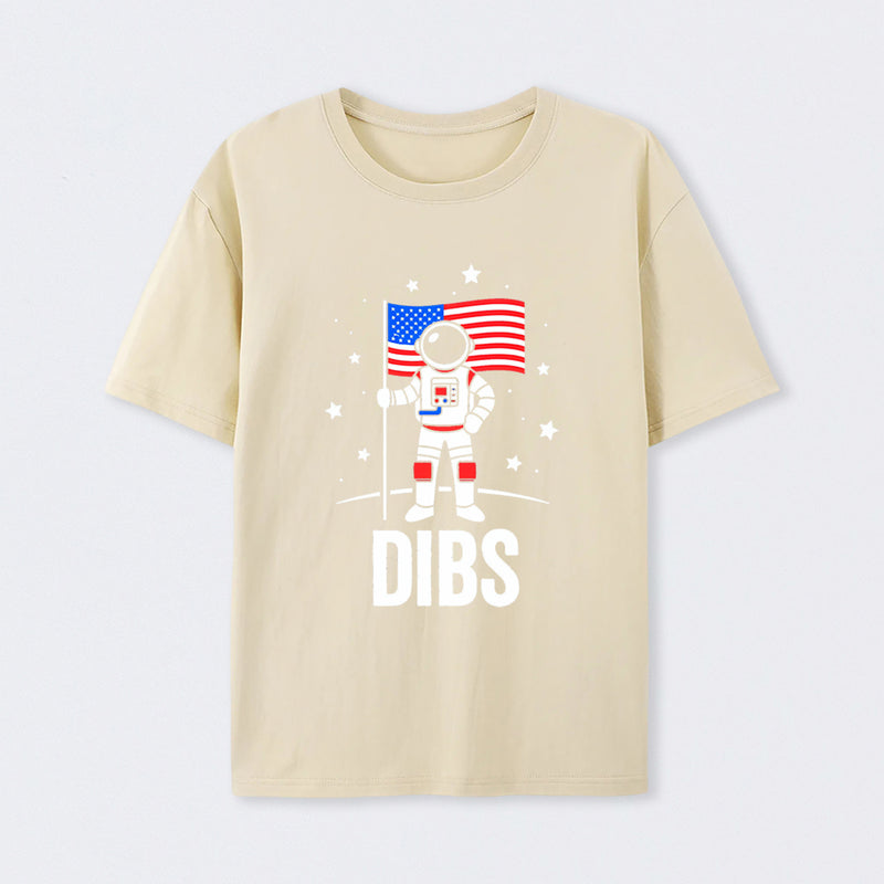 Funny Patriotic Astronaut Claims Dibs on the Moon with an American Flag T-Shirt