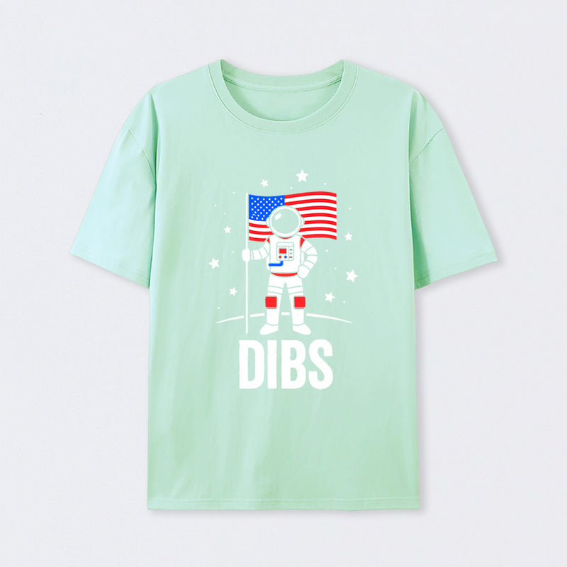 Funny Patriotic Astronaut Claims Dibs on the Moon with an American Flag T-Shirt