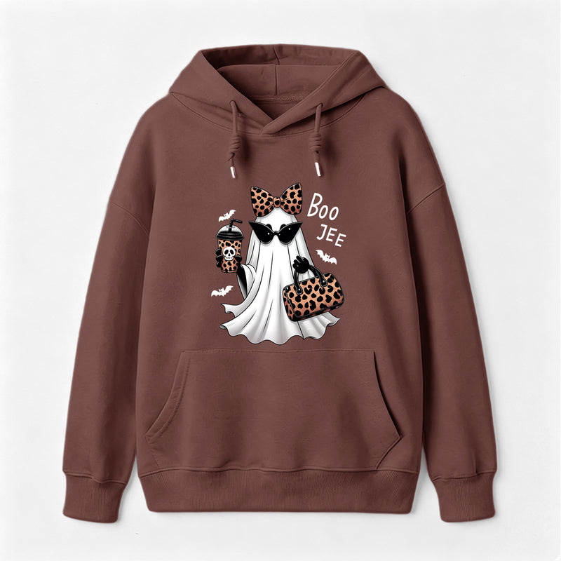 Boo-Jee Leopard Ghost Funny Fall Halloween Hoodie