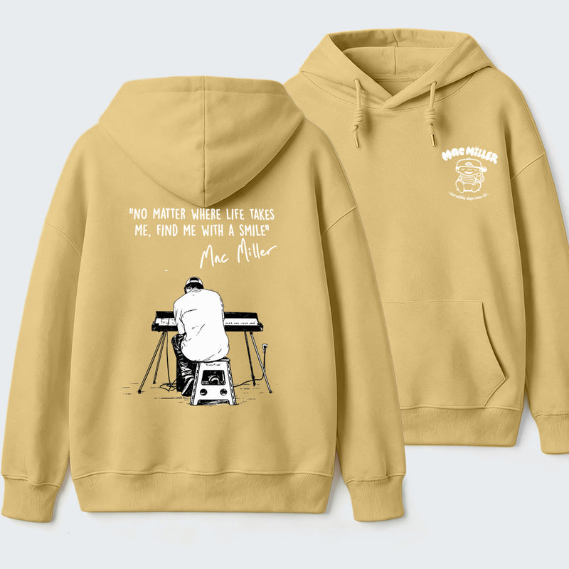 "No Matter Where Life Takes Me, Find Me With A Smile" Mac Miller Album Collage Hoodie
