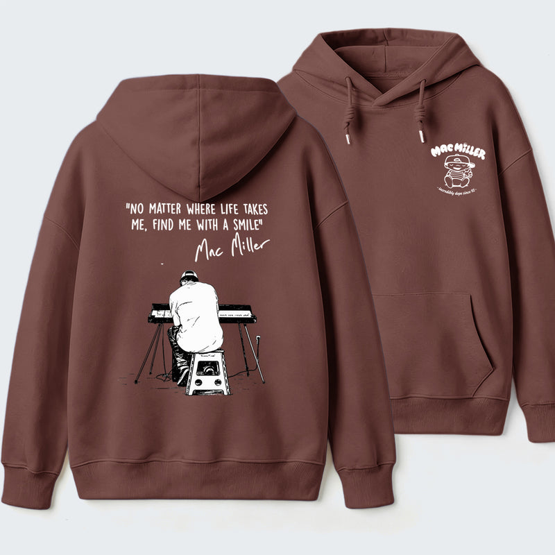 "No Matter Where Life Takes Me, Find Me With A Smile" Mac Miller Album Collage Hoodie