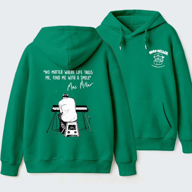 "No Matter Where Life Takes Me, Find Me With A Smile" Mac Miller Album Collage Hoodie
