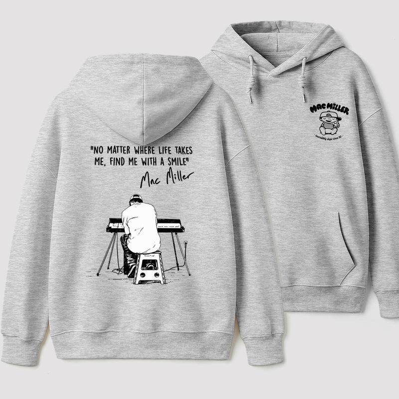 "No Matter Where Life Takes Me, Find Me With A Smile" Mac Miller Album Collage Hoodie