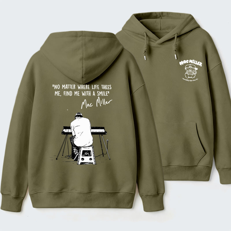 "No Matter Where Life Takes Me, Find Me With A Smile" Mac Miller Album Collage Hoodie