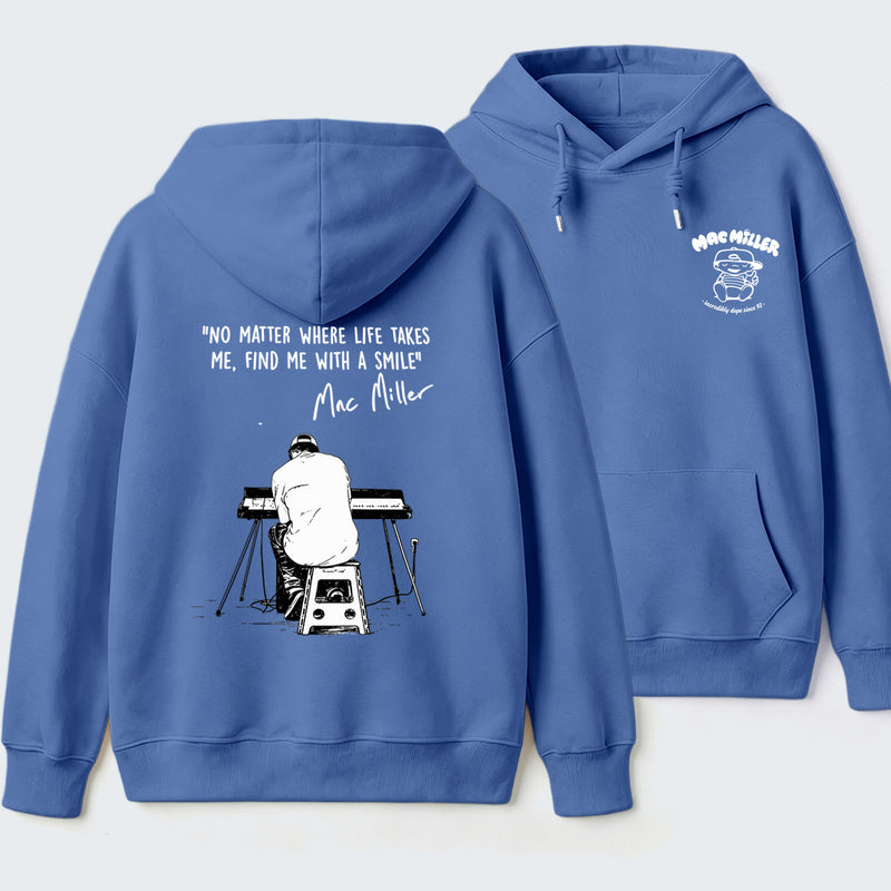 "No Matter Where Life Takes Me, Find Me With A Smile" Mac Miller Album Collage Hoodie