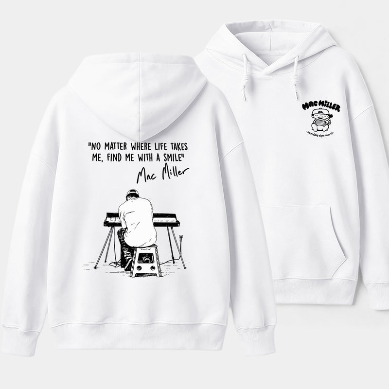 "No Matter Where Life Takes Me, Find Me With A Smile" Mac Miller Album Collage Hoodie