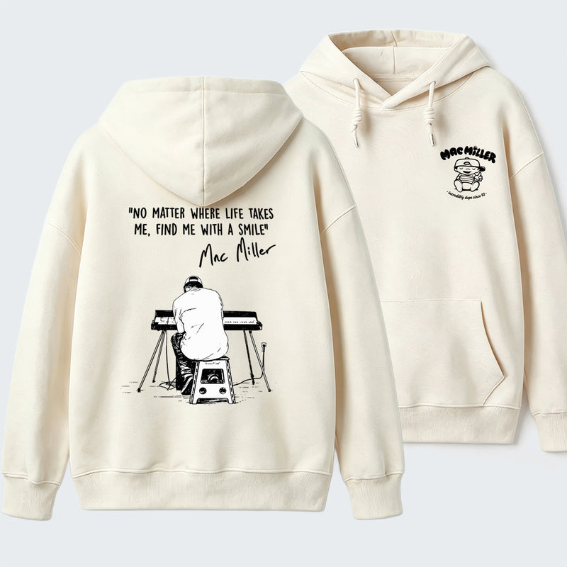 "No Matter Where Life Takes Me, Find Me With A Smile" Mac Miller Album Collage Hoodie